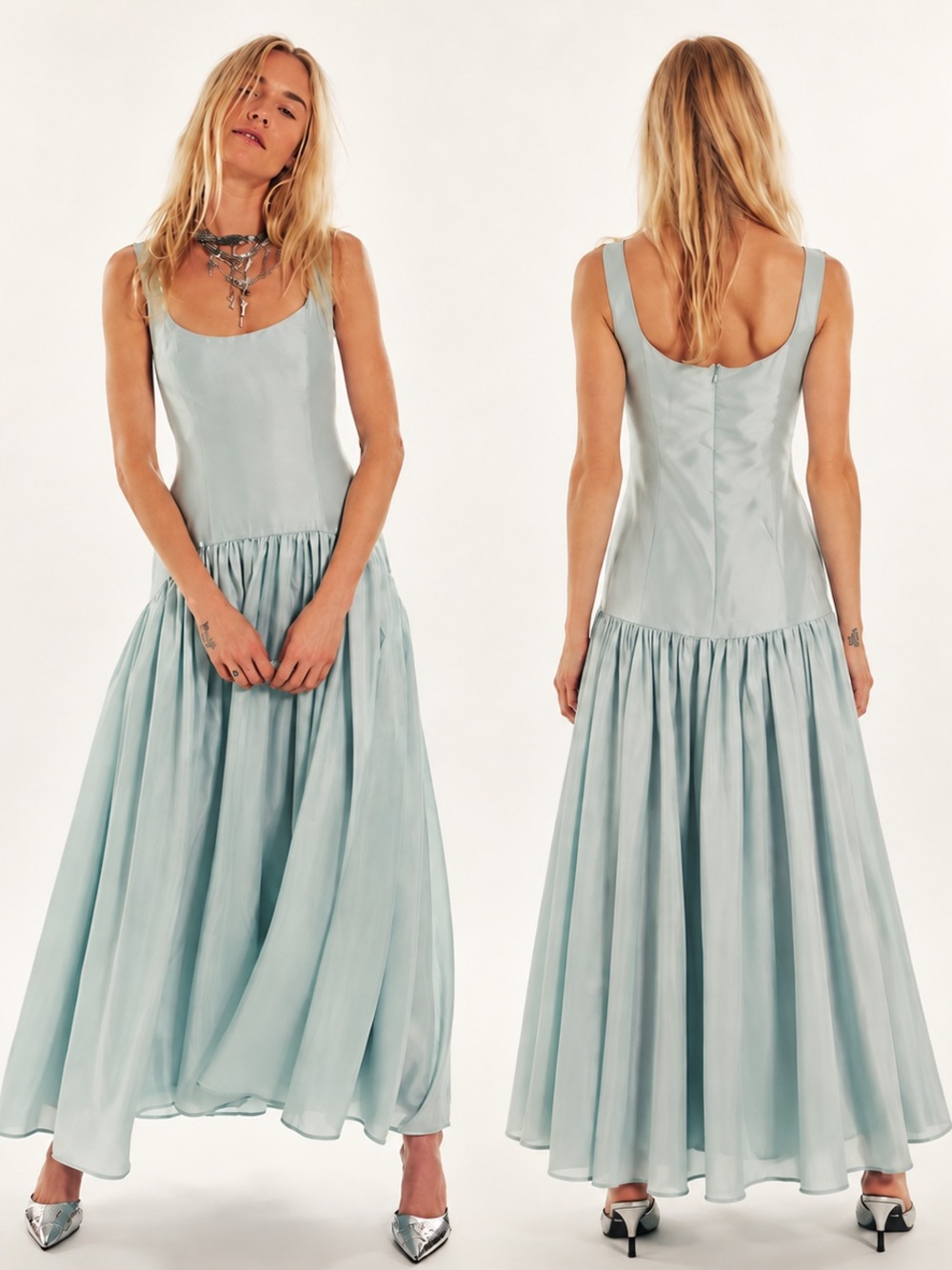 Hutch The Ridge Maxi Dress Size 0 Light Green Drop Waist NWT